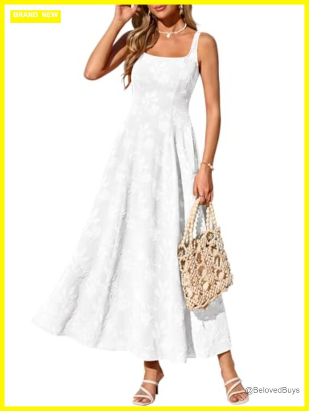 Sleeveless Square Neck Maxi Dress Fit & Flare Vacation Formal